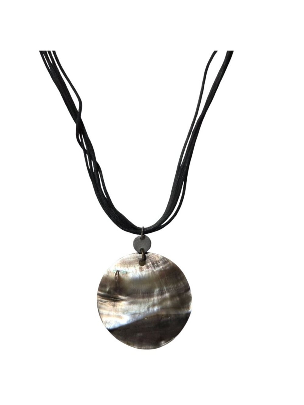Mother Of Pearl Pendant Necklace Multi Strand Black Cord Fashion Jewelry Women